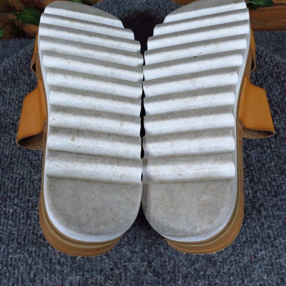 Reef Cushion Vista Hi Women Platform Slide Sandals Size 8 Beach Tan Synthetic